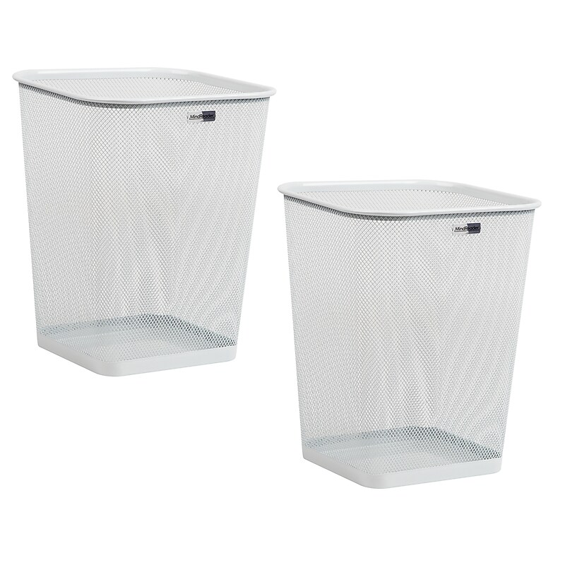 Mind Reader Metal Trash Can Without Lid, 5 Gallon, White, 2/Pack (2SQUAGA-WHT) image 1
