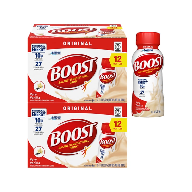 Boost Original Very Vanilla Nutritional Drink, 8 oz., 12 Bottles/Pack, 2 Packs/Carton (12485232) image 1