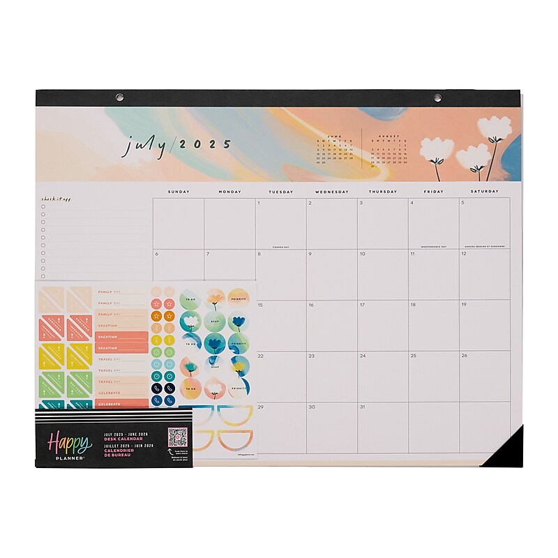 2025-2026 The Happy Planner Petal Poetry 22" x 17" Academic Monthly Desk Pad Calendar (CD00102003) image 1