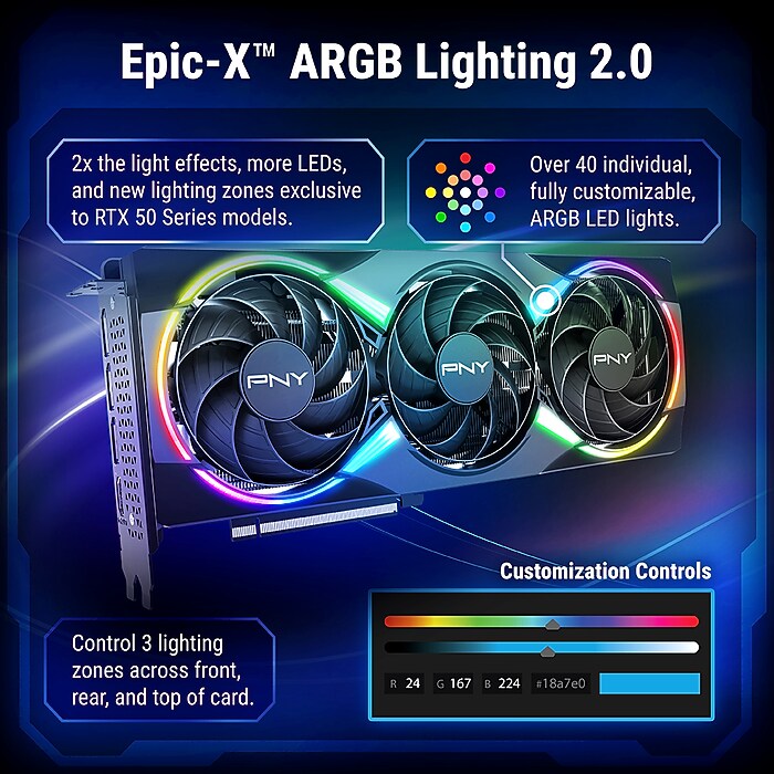 PNY NVIDIA GeForce RTX 5060 Ti EPIC-X RGB OC Triple Fan PCIe 5.0