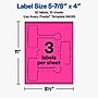 Avery Laser/Inkjet Sealing Labels, 5-7/8" x 4", Neon Magenta, 30 Labels/Pack (19479370808)~#|#~002DF417-65F1-4B50-973D9C969681E075_sc7