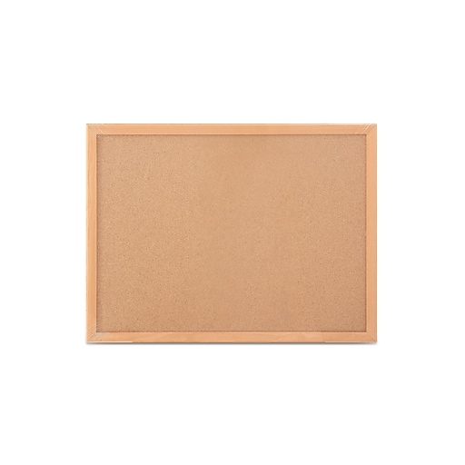 Staples Standard Durable Cork Bulletin Board, Oak Frame, 2'W x 1.5'H