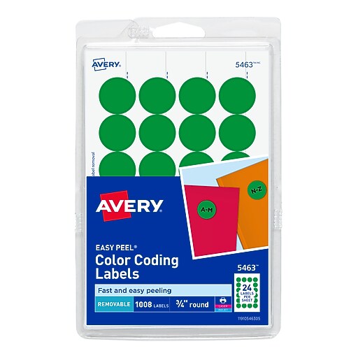 Avery Laser/Inkjet Color-Coding Labels, 3/4