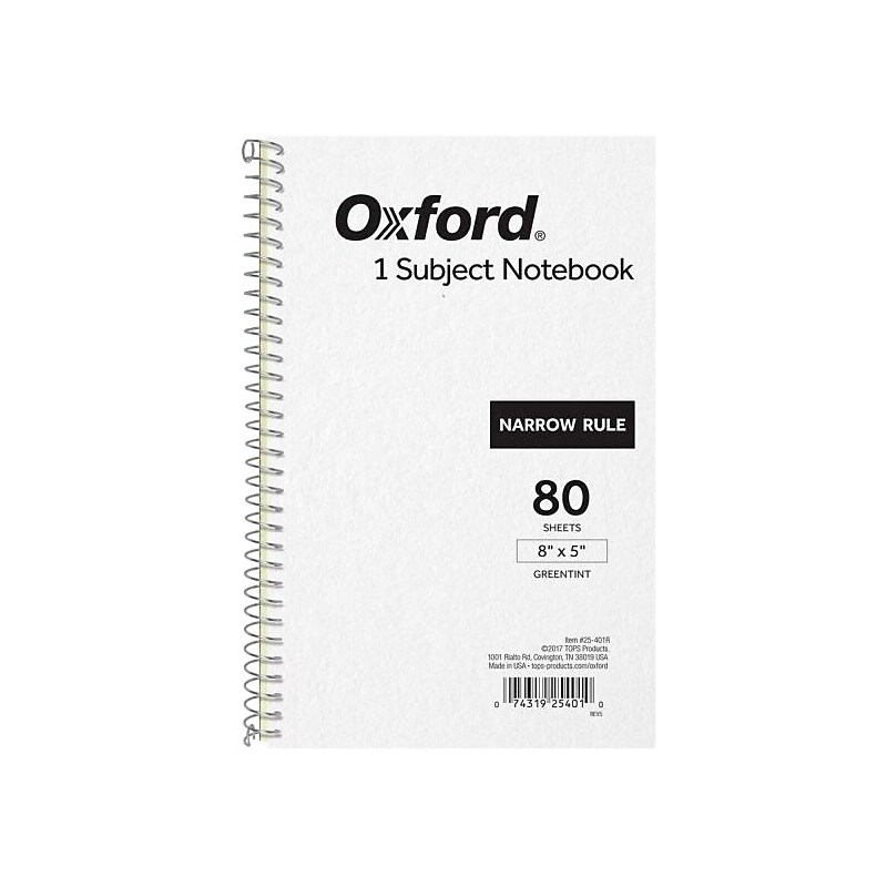 Oxford 1-Subject Notebooks, 5" x 8", Narrow Ruled, 80 Sheets, Gray (25-401R) image 1