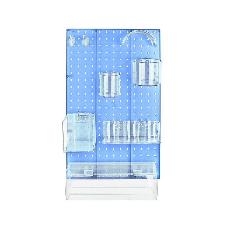 Azar 22" x 13.5" 10-Piece Pegboard Organizer Kit, Blue, Each (900940-BLU) image 1
