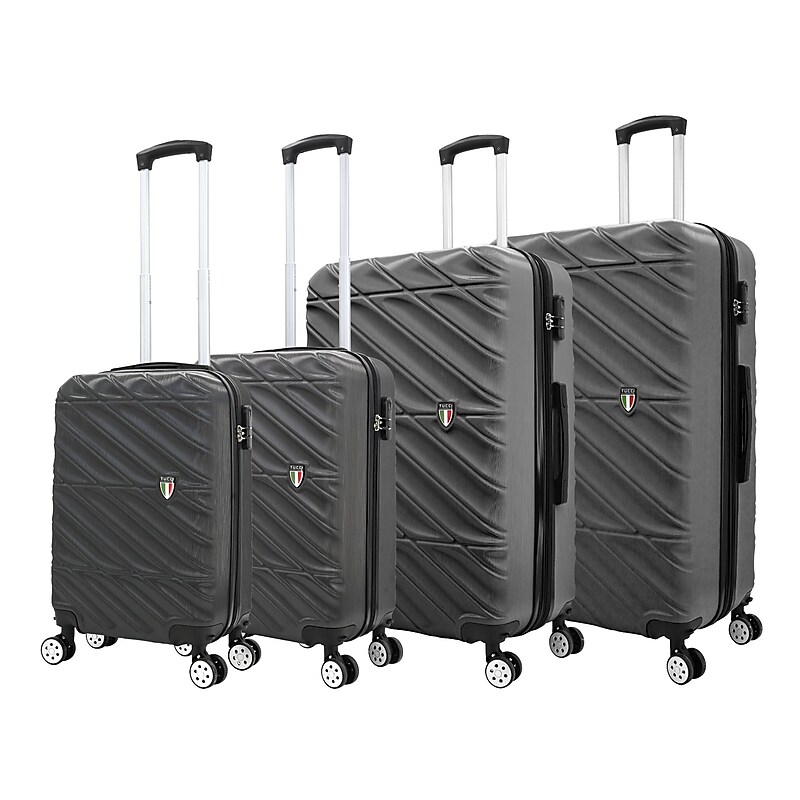 TUCCI 4-Piece Hardside Spinner Carry-On Luggage Set, TSA Checkpoint Friendly, Charcoal (T0533-04PC-CHL) image 1