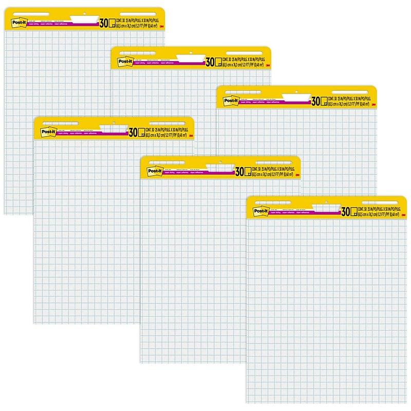 Post-it Super Sticky Wall Easel Pad, 25" x 30", Grid Lined, 30 Sheets/Pad, 6 Pads/Pack (560 VAD 6PK) image 1