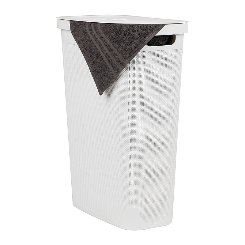 Mind Reader 10.57-Gallon Hamper with Lid, Plastic, White (40FABHAMP-WHT) image 1
