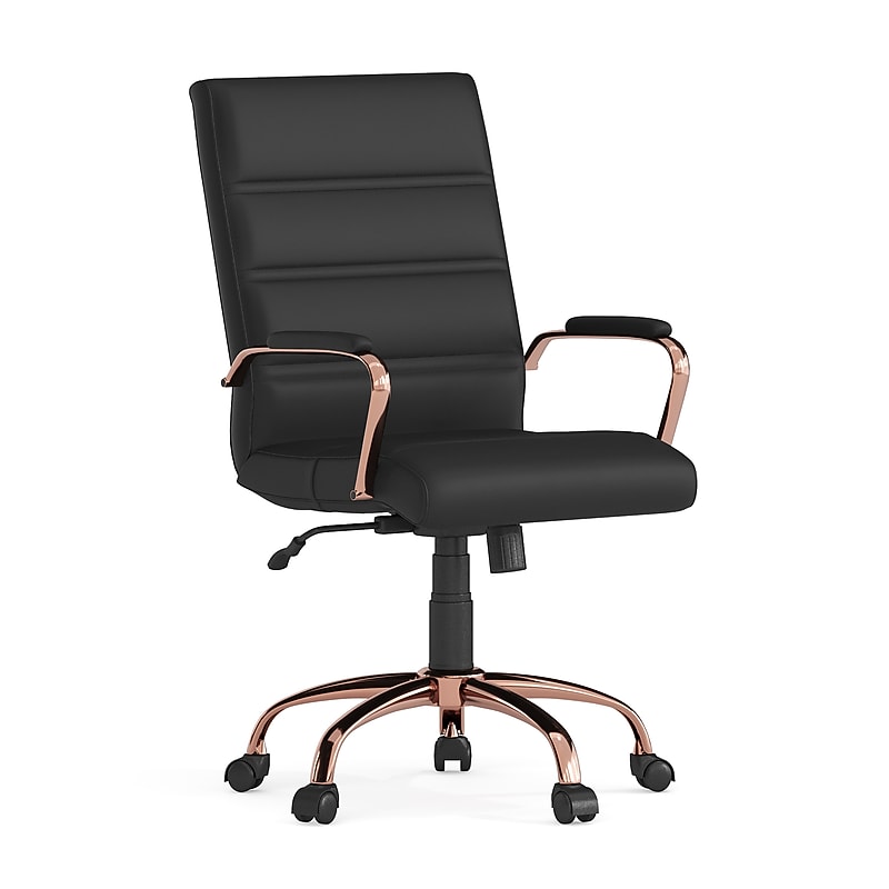 Flash Furniture Whitney Ergonomic LeatherSoft Swivel Executive Chair, Black/Rose Gold (GO2286MBKRSGLD) image 1