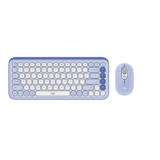 Logitech POP Icon Wireless Keyboard and Optical Mouse Combo, Lilac