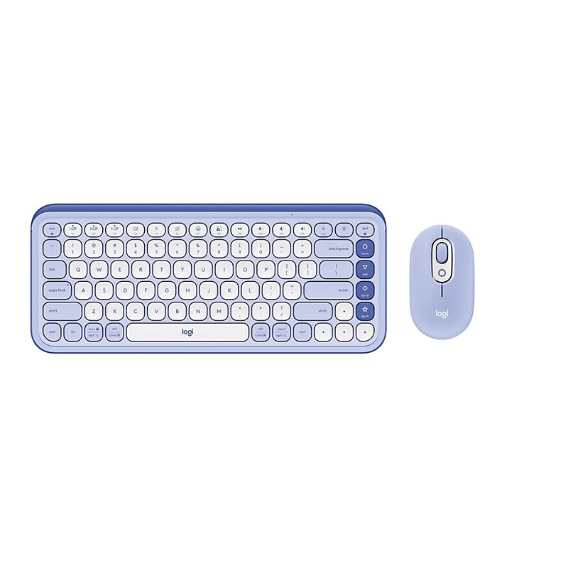 Logitech POP Icon Wireless Keyboard and Optical Mouse Combo, Lilac and Off-White (920-013043) image 1