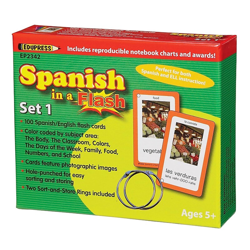 Edupress Spanish Flash Cards, 104/Set (EP2342) image 1