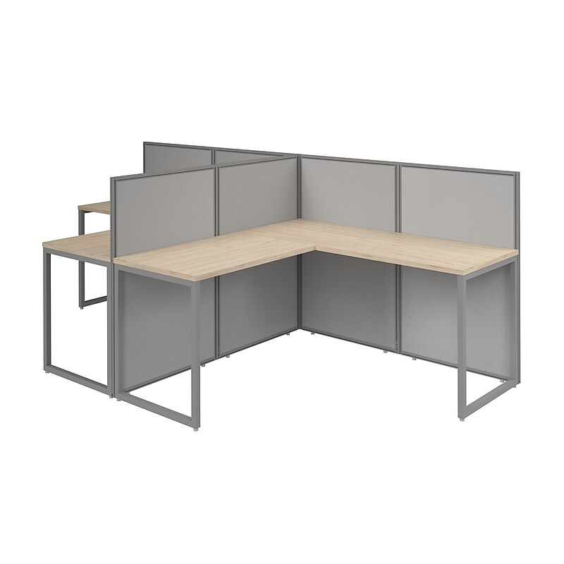 Bush Business Furniture Easy Office 2 Person L Shaped Cubicle Desk, Natural Elm (EOD560NE-03K) image 1