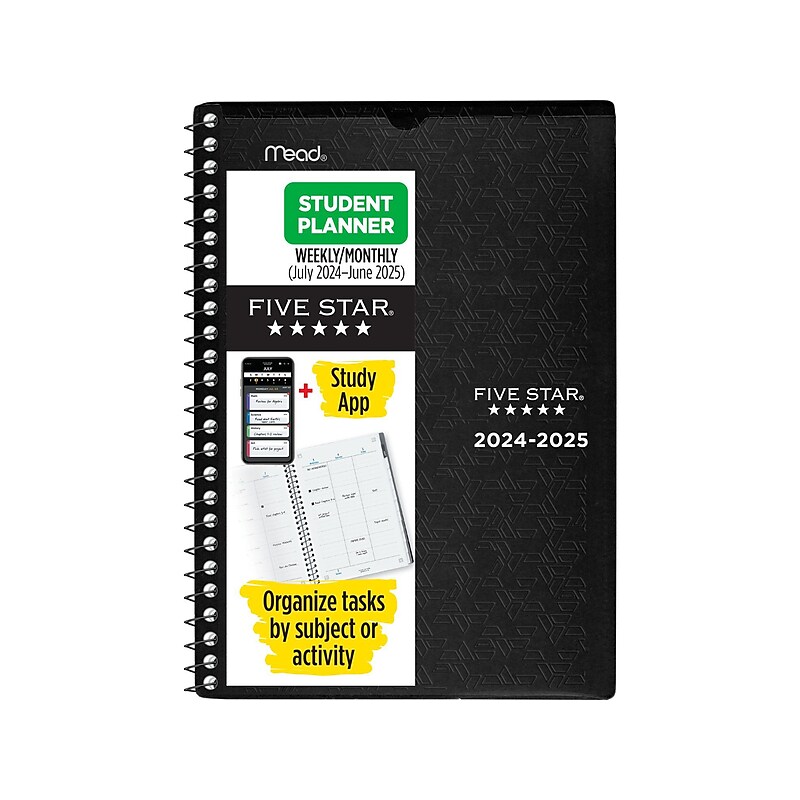 2024-2025 Five Star 5.5" x 8.5" Academic Weekly & Monthly Customizable Planner, Poly Cover, Assorted Colors (CAW451-00-25) image 1