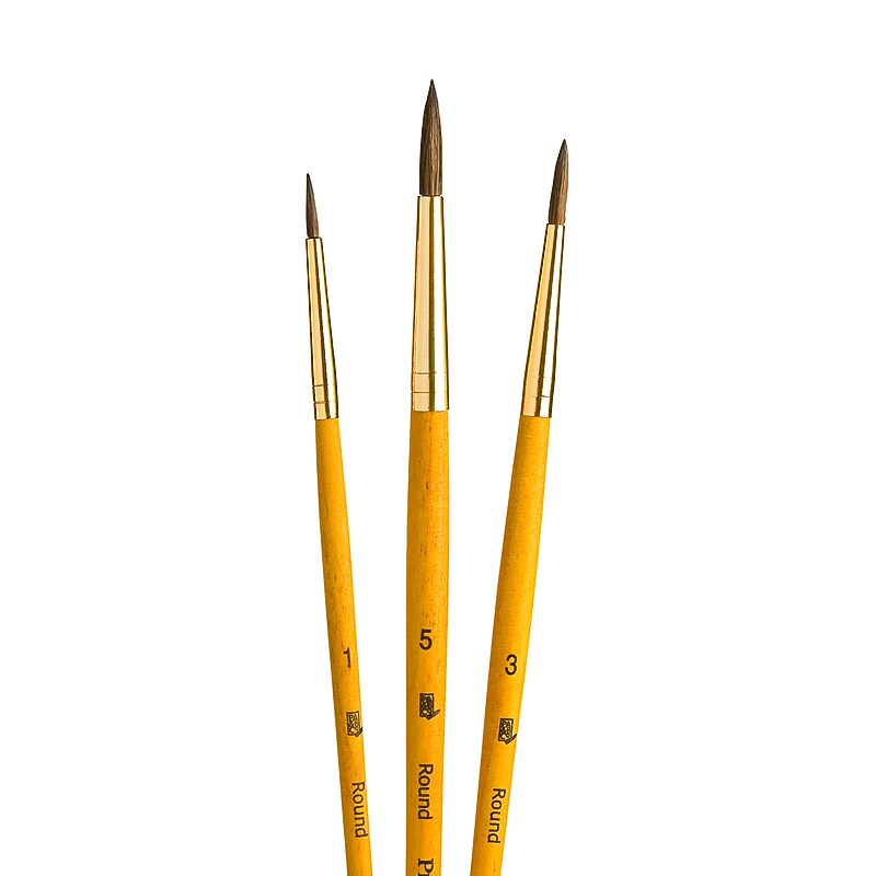 Princeton RealValue Short Handle Mixed Media Synthetic Round Brush Set, 3/Set, 6 Sets/Bundle (PBXPR9100-6) image 1