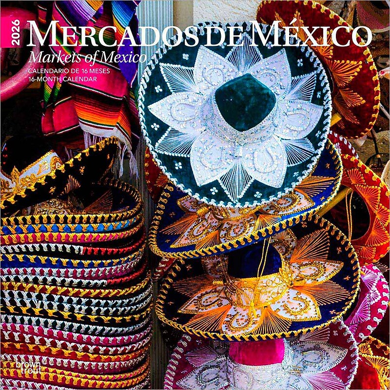 2026 BrownTrout Mercados de Mexico Markets of Mexico 12" x 12" Monthly Wall Calendar (9798330704552) image 1