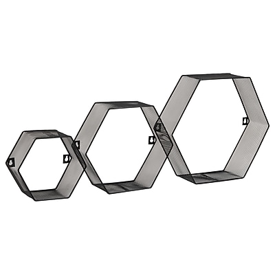 Mind Reader 3-Shelf Metal Honeycomb Hexagon Floating Shelves