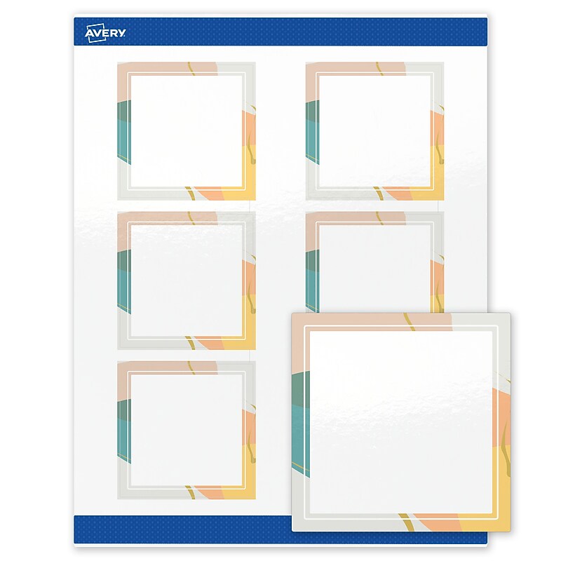 Avery Square Laser/Inkjet Multipurpose Labels, 3" x 3", White, 60/Pack (19479371096) image 1