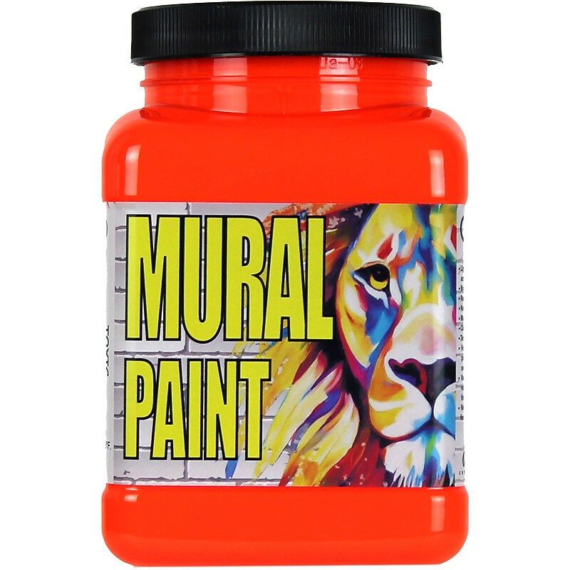 Chroma Mural Neon Acrylic Paint Jar, Toxic Orange, 16 oz. (CRM2515) image 1