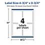 Avery Laser/Inkjet Glossy Multipurpose Labels, White, 4 Labels/Sheet, 50 Sheets/Pack (94254-WGP50)~#|#~00958751-0F51-40FF-8BE0EC28AE90E2CF_sc7
