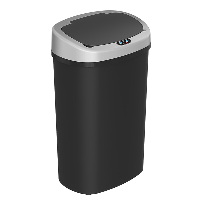 iTouchless Plastic Sensor Trash Can, 13 Gallon, Black (SPOS13B) image 1