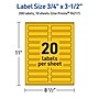 Avery Laser/Inkjet Rectangle Multipurpose Labels, 0.75" x 3.5", Bright Yellow, 200/Pack (94217)~#|#~009A68D5-4944-4ECA-8984AC18C65B55BA_sc7