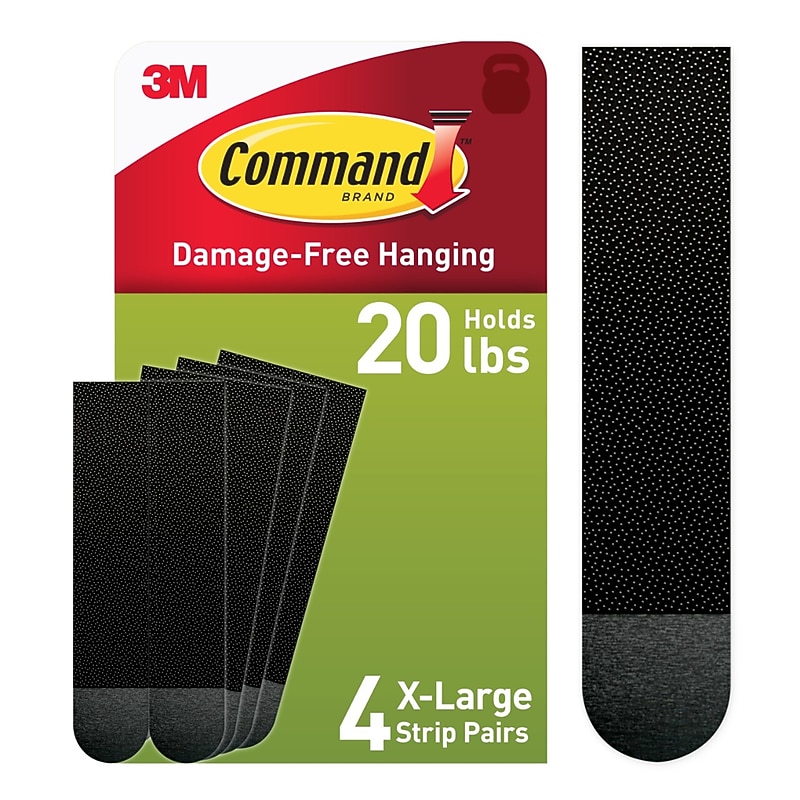 Command Damage Free Extra Large Hanging Strip, 20 lbs., Black, 4/Pack (17217BLK-ES) image 1