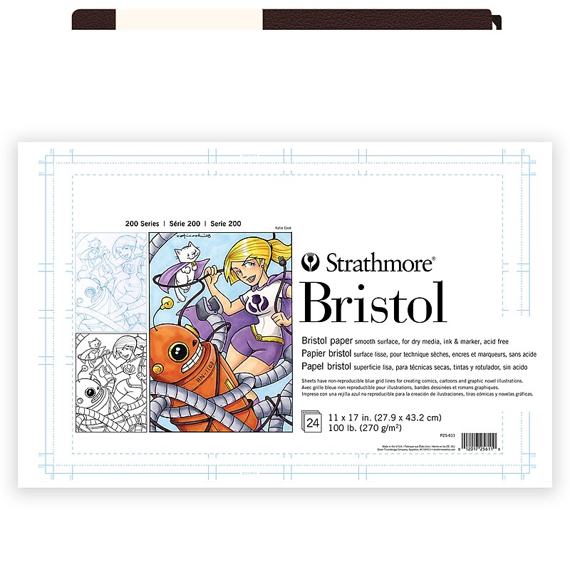 Strathmore 200 Series 11" x 17" Tape Bound Bristol Paper Pad, 24 Sheets/Pad (STTP25611) image 1