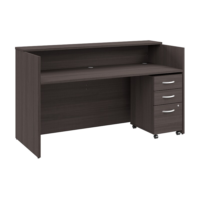 Bush Business Furniture Arrive 72"W Reception Desk with Shelf and Mobile File Cabinet, Storm Gray (ARV005SG) image 1
