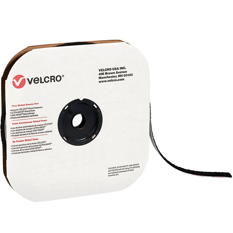 VELCRO Sticky Back Loop Only Strips Fastener, 0.5" x 75', Black (VEL155) image 1