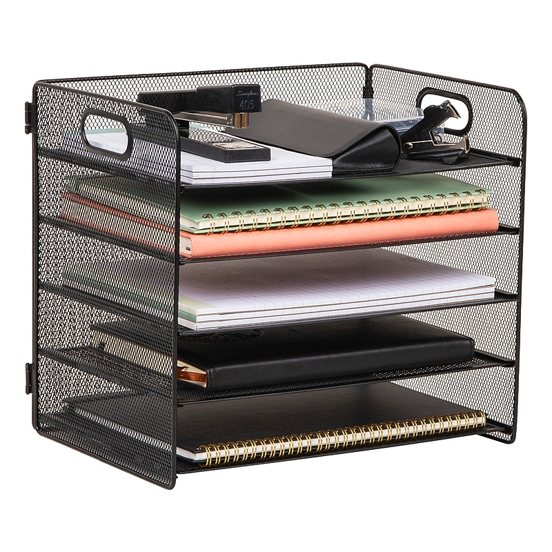 Mind Reader 5-Compartment Metal Desk Tray, Black (5MTROG-BLK) image 1