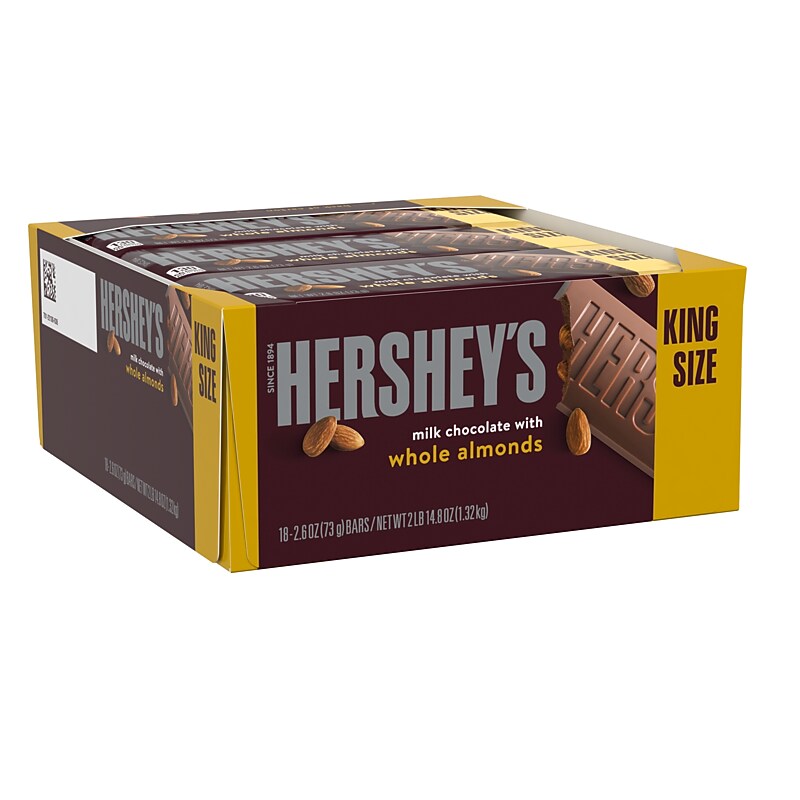 HERSHEY'S King Size Milk Chocolate with Whole Almonds Candy Bars, 2.6 oz., 18/Box (HEC22100) image 1