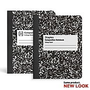 Staples Composition Notebook, 7.5" x 9.75", College Ruled, 80 Sheets, Black/White (TR55064)