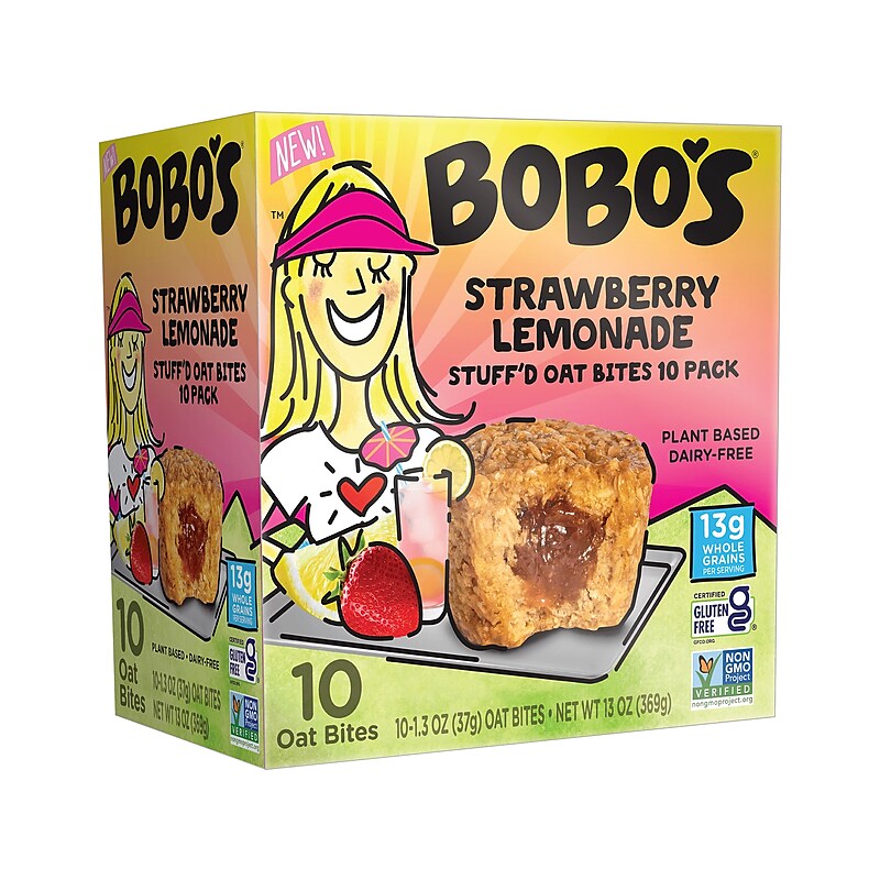 Bobo's Gluten-Free Strawberry Lemonade Oat Bites, 1.3 oz., 10 Bites/Box (549-D) image 1
