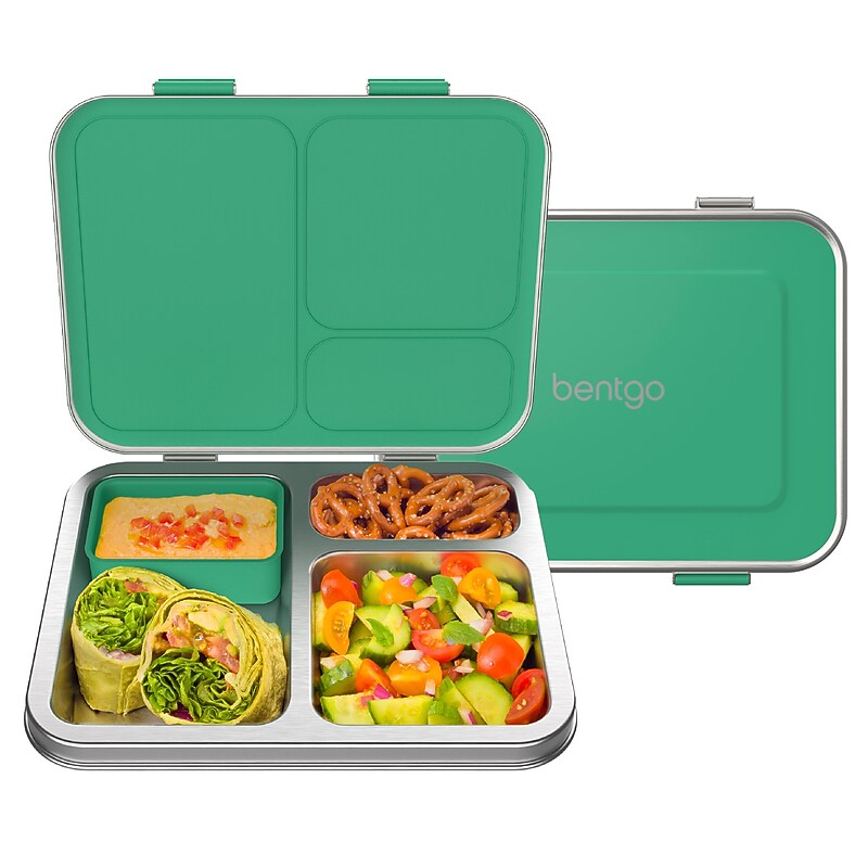 Bentgo Kids Leak-Resistant Lunch Box, 3-Compartment, Green (BGOSTL-G) image 1