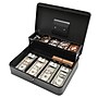 Excello Brands Steel Cash Box with Key Lock, 10 Compartments, Black (CHBX-6213-KY)~#|#~00E184E8-2D92-451B-B98D7B47F8AB7E64_sc7