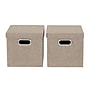 Household Essentials Medium Stackable Folding Fabric Storage Bin, 11" x 11.4"x 11.4", 24.75 Qt., Beige, 2/Pack (802-1)~#|#~00E3B07C-0804-484D-9A6CEC5A0E7D5322_sc7