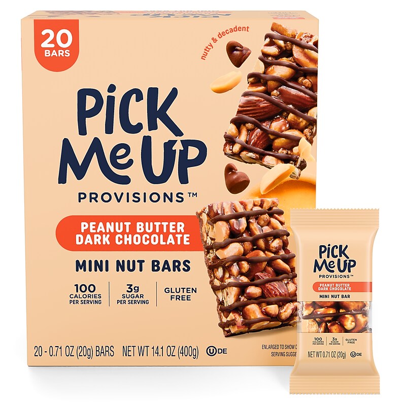 Pick Me Up Provisions™ Mini Gluten Free Peanut Butter Dark Chocolate Nut Bar, 0.7 oz., 20/Box (PM62796) image 1