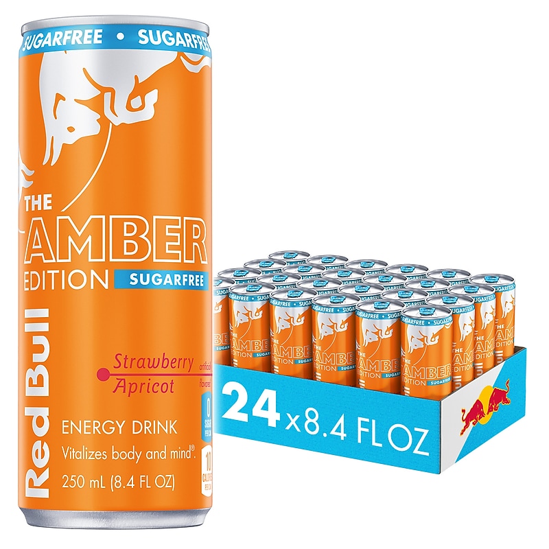 Red Bull Amber Edition Sugar-Free Strawberry Apricot Energy Drink, 8.4 oz., 24 Cans/Carton (RB243204) image 1