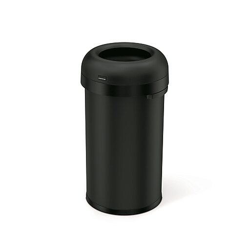 simplehuman Commercial Bullet Steel Trash Can with Open Lid, 16