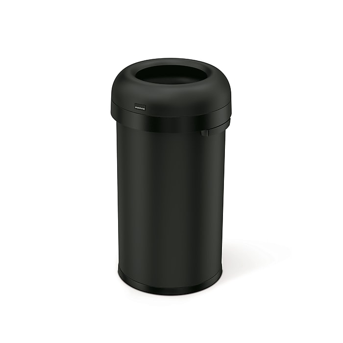 simplehuman Commercial Bullet Steel Trash Can with Open Lid, 16