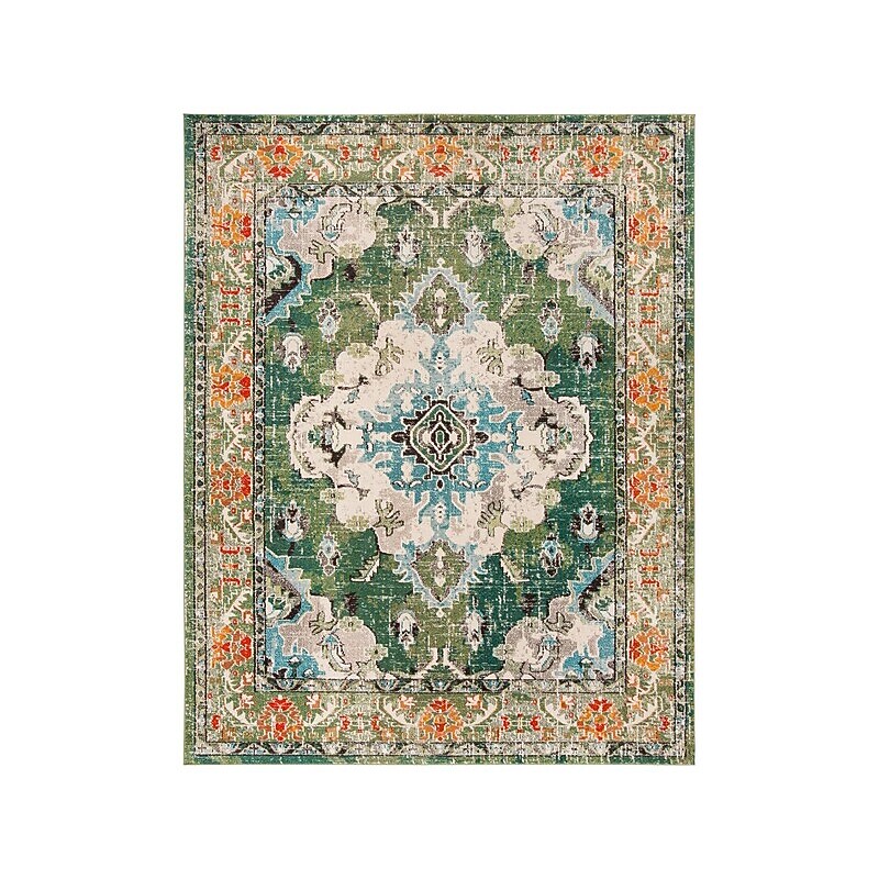 Safavieh Monaco Collection 8' x 10' Rectangle Indoor Area Rug, Machine Made, Forest Green/Light Blue (MNC243F-810) image 1
