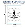 Avery Laser/Inkjet Round Multipurpose Labels, Clear, 4 Labels/Sheet, 100 Sheets/Pack (94514-CGF100)~#|#~00FBCE35-4A0B-4173-B10129814EB0CFB4_sc7
