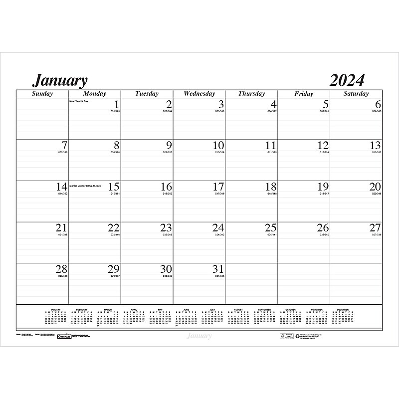 2024 House of Doolittle 17" x 22" Monthly Desk Pad Calendar Refill, White/Black (126-24) image 1