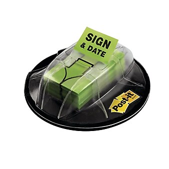Post-it® 'Sign & Date' Message Flags, .94" Wide, Green, 200 Flags/Pack (680-HVSD)