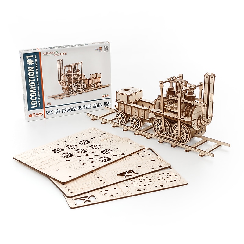 EWA Eco-Wood-Art Locomotive 3D Wooden STEM Construction Kit, 325 Pieces/Set (AVRAV0523404) image 1