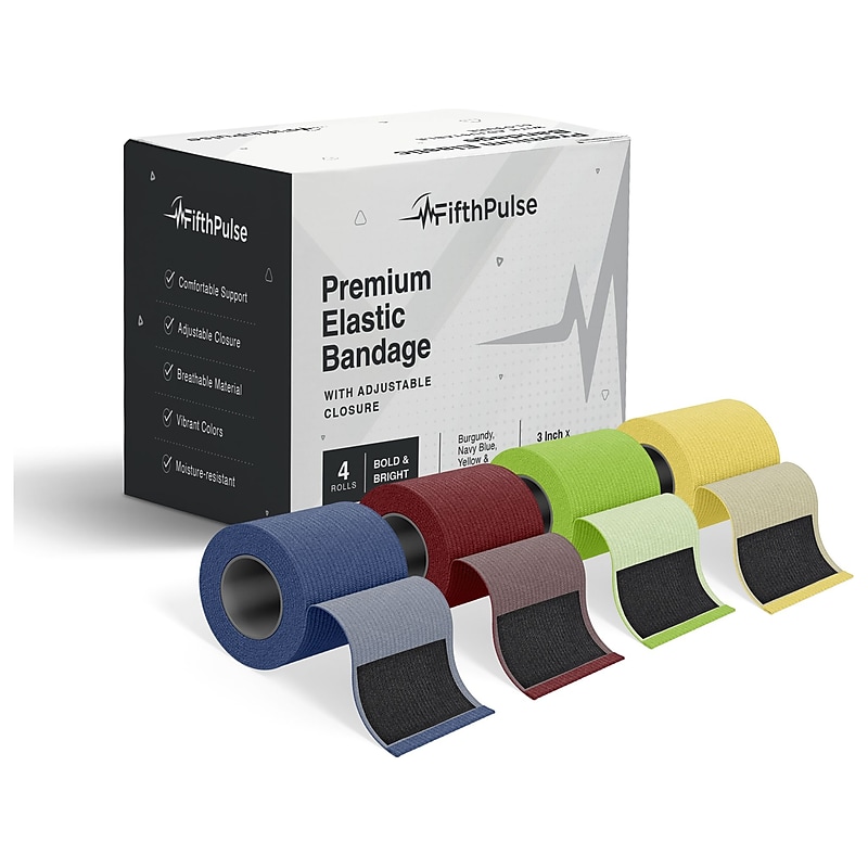 FifthPulse 3" x 180" Polyester Elastic Bandages, 4/Pack (FP-EBAND-4PK) image 1