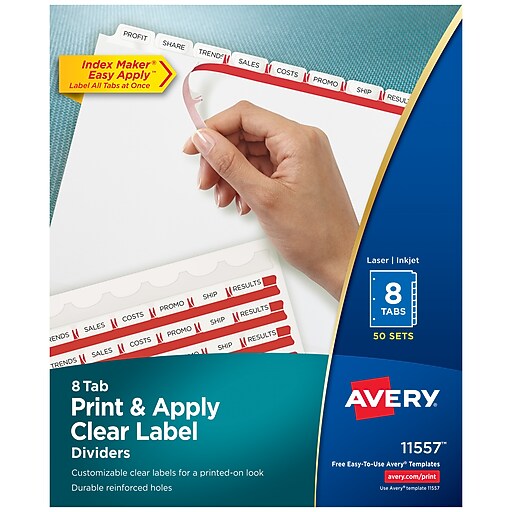 Avery Index Maker Paper Dividers with Print & Apply Label Sheets, 8
