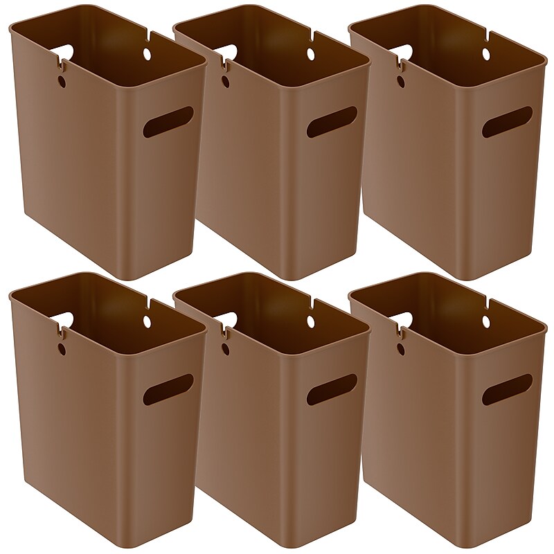 iTouchless SlimGiant Polypropylene Trash Can with no Lid, Toffee Brown, 4.2 gal., 6/Pack (SG105Nx6) image 1