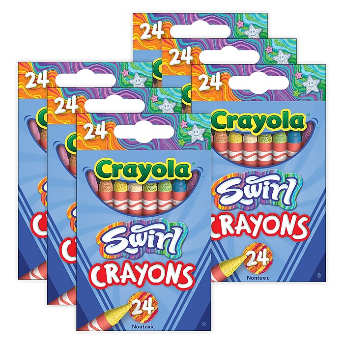 Crayola Swirl Crayons, Assorted Colors, 24/Pack, 6 Packs/Bundle